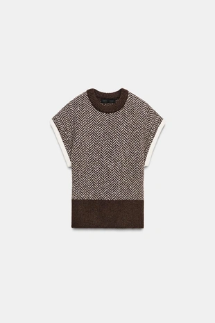 Трикотажный топ-жилет в елочку- Заказать в России