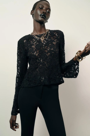 Кружевной топ с подплечниками- Заказать в России