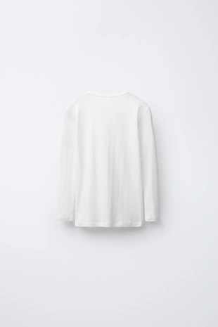 Oyster-white | 8501/447/251 - Zara 2-6 лет/набор из двух футболок с ажурной вязкой