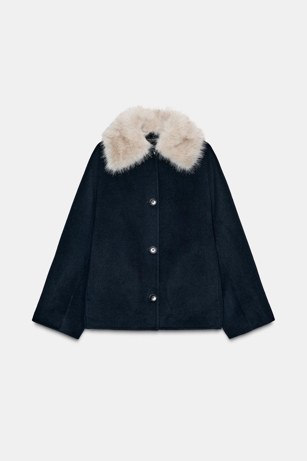 КУРТКА ИЗ ШЕРСТИ С МЕХОВЫМ ВОРОТНИКОМ — ZW COLLECTION