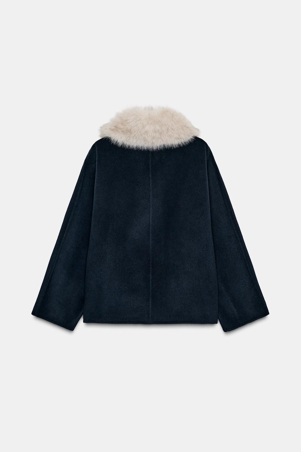 КУРТКА ИЗ ШЕРСТИ С МЕХОВЫМ ВОРОТНИКОМ — ZW COLLECTION