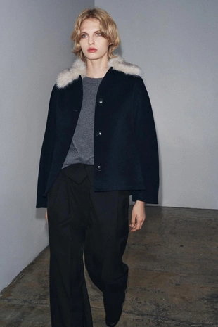 Куртка из шерсти с меховым воротником — ZW COLLECTION- Заказать в России