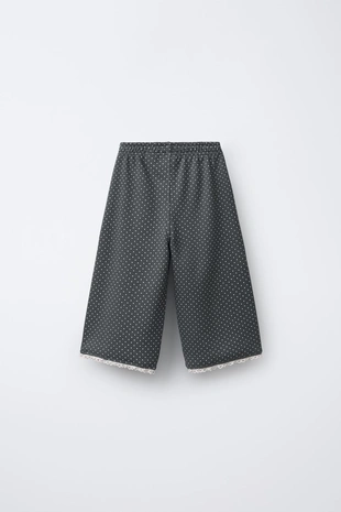 Брюки-кюлоты из мягкой ткани с принтом и кружевом- Заказать в России