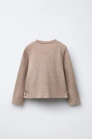 Купить Zara Блестящая футболка в рубчик с бантами