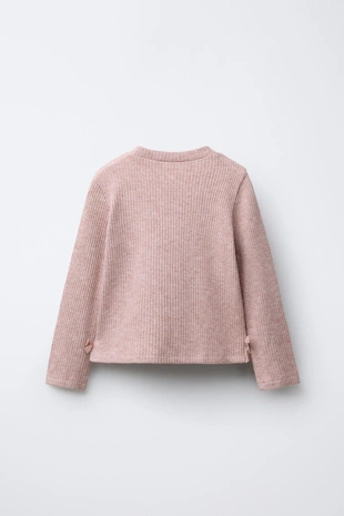 Купить Zara Блестящая футболка в рубчик с бантами