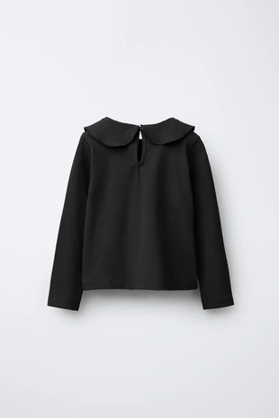 Топ в рубчик с круглым воротником