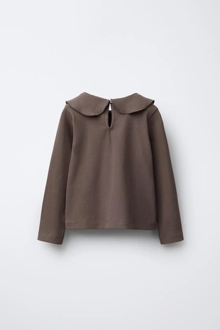 Топ в рубчик с круглым воротником