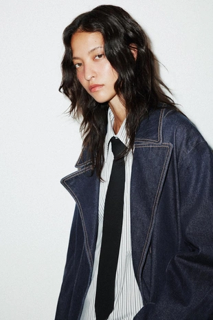 Короткий джинсовый тренч TRF- Заказать в России