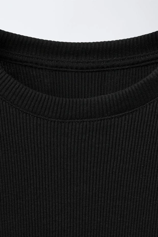 Blue | 1165/764/400 - Zara Комбинированное платье в рубчик с юбкой в клетку