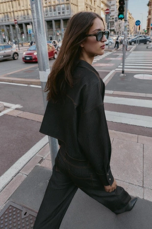 Рубашка оверсайз с контрастной отделкой- Заказать в России