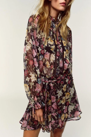 Мини-платье с цветочным принтом- Заказать в России