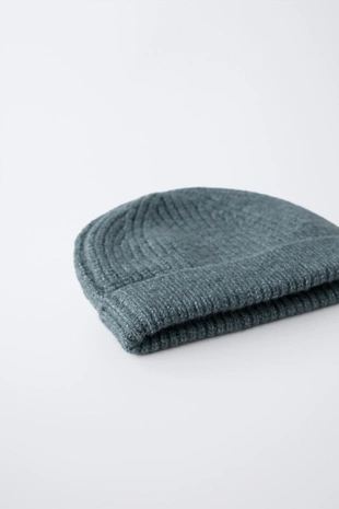 Petrol blue | 2756/623/409 - Zara Базовая трикотажная шапка