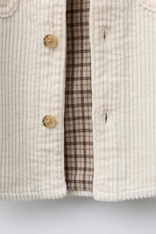 Вельветовая куртка-рубашка с клетчатой подкладкой- Заказать в России