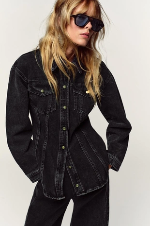 Приталенная джинсовая рубашка Z1975- Заказать в России