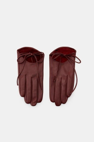 Кожаные перчатки на шнуровке- Заказать в России