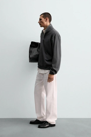 Толстовка с эффектом стирки и воротником на молнии- Заказать в России