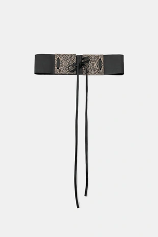 Широкий кожаный ремень с пряжкой с узором- Заказать в России