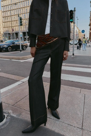 Купить Zara Брюки с декоративной отделкой и контрастной строчкой