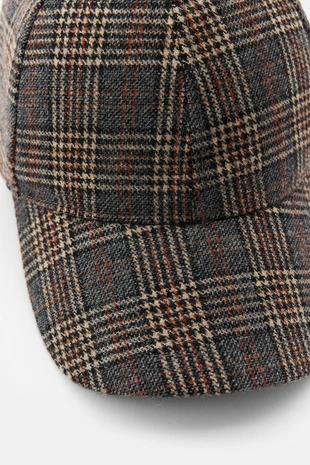 Кепка в клетку с шерстью- Заказать в России