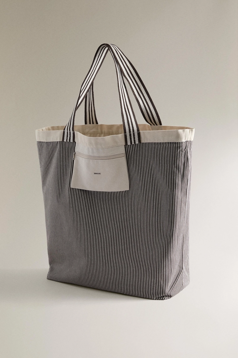 Сумка из перевернутой полосатой ткани
