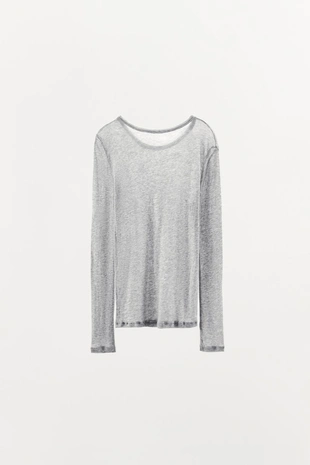 Приталенная футболка с длинными рукавами- Заказать в России