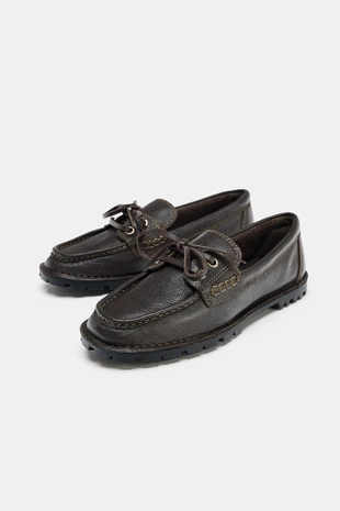 Кожаные топсайдеры на зубчатой подошве- Заказать в России