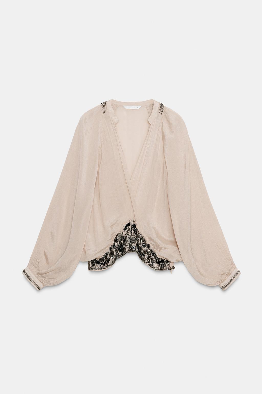 БЛУЗА С ПОЯСОМ И БУСИНАМИ — ZW COLLECTION