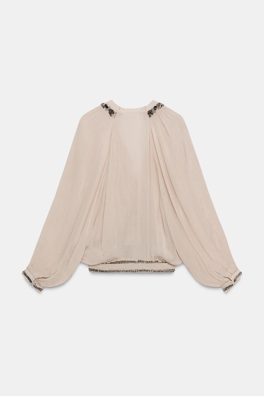БЛУЗА С ПОЯСОМ И БУСИНАМИ — ZW COLLECTION