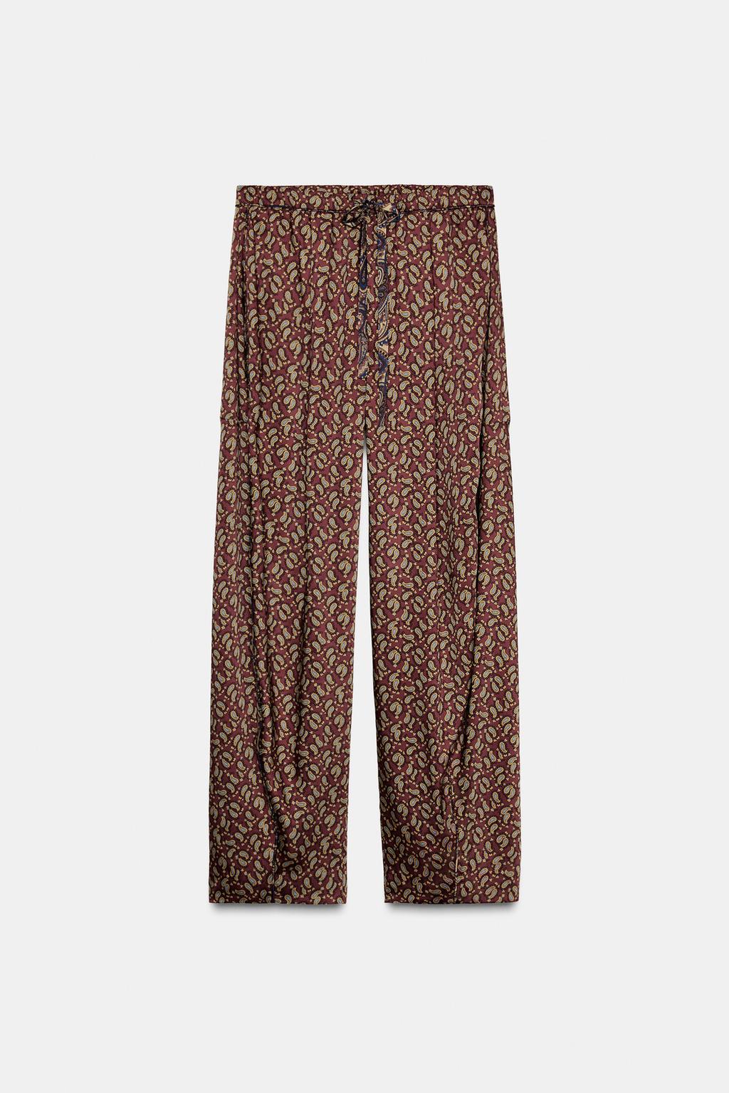 БРЮКИ В ПИЖАМНОМ СТИЛЕ С ПРИНТОМ ПЕЙСЛИ — ZW COLLECTION