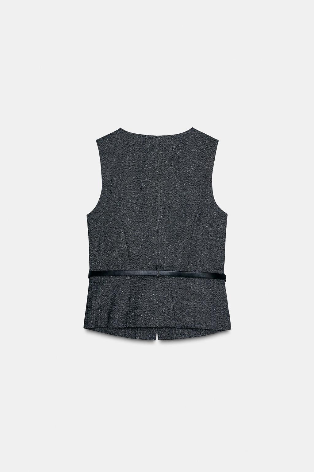 MARLED WAISTCOAT TOP WITH BELT