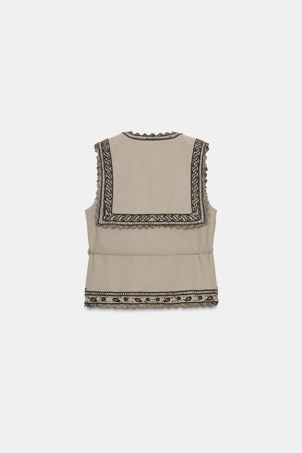 ЖИЛЕТ С ВЫШИВКОЙ И ПОЯСОМ ZW COLLECTION