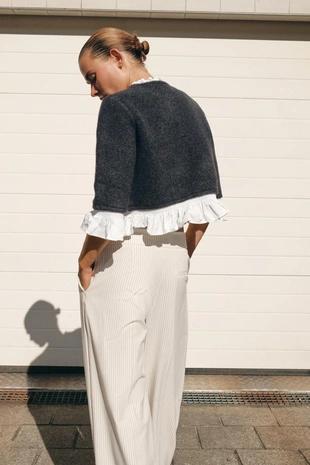 Трикотажный кардиган с поплином- Заказать в России