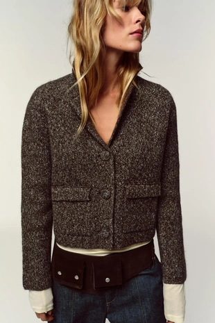 Кардиган из меланжевого трикотажа- Заказать в России