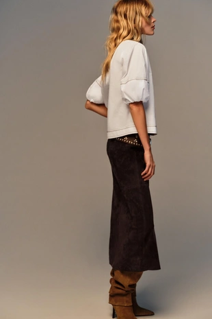 Рубашка с рукавами-буфами и декоративной строчкой- Заказать в России