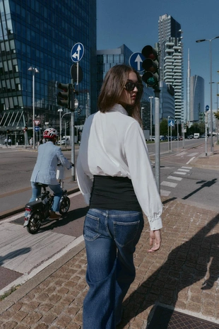 Рубашка из поплина с завязкой- Заказать в России