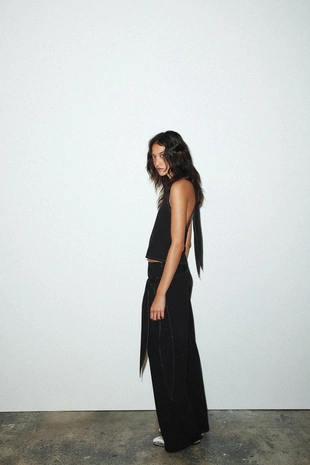 Брюки с завязками и отстрочкой- Заказать в России