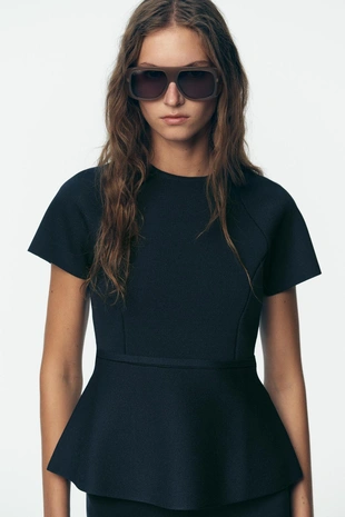 Купить Zara Трикотажный топ с баской