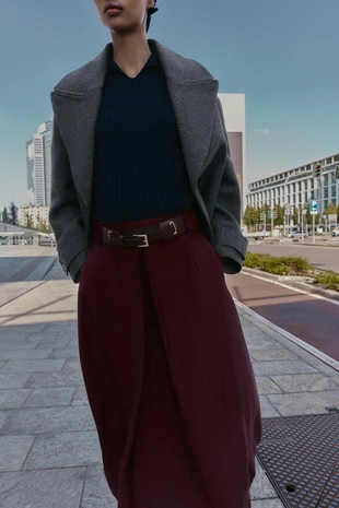 Юбка-накидка миди с поясом- Заказать в России