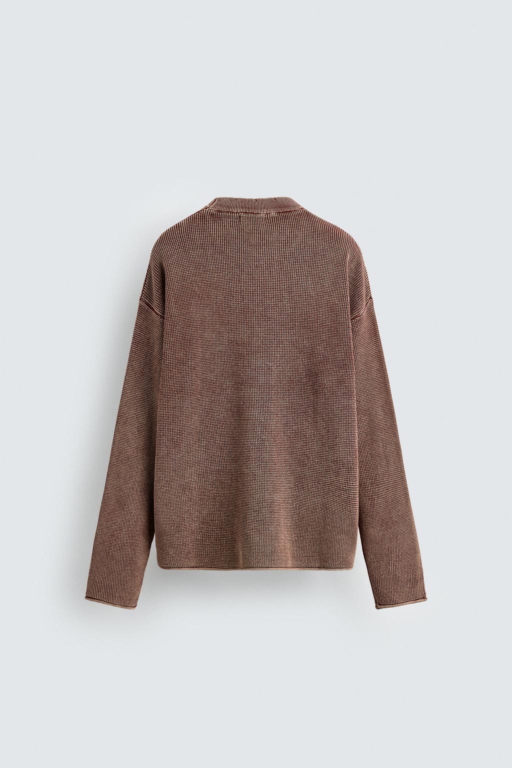 WAFFLE-KNIT TEXTURED SWEATER