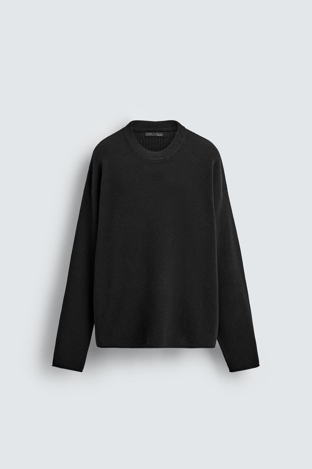 WAFFLE-KNIT TEXTURED SWEATER