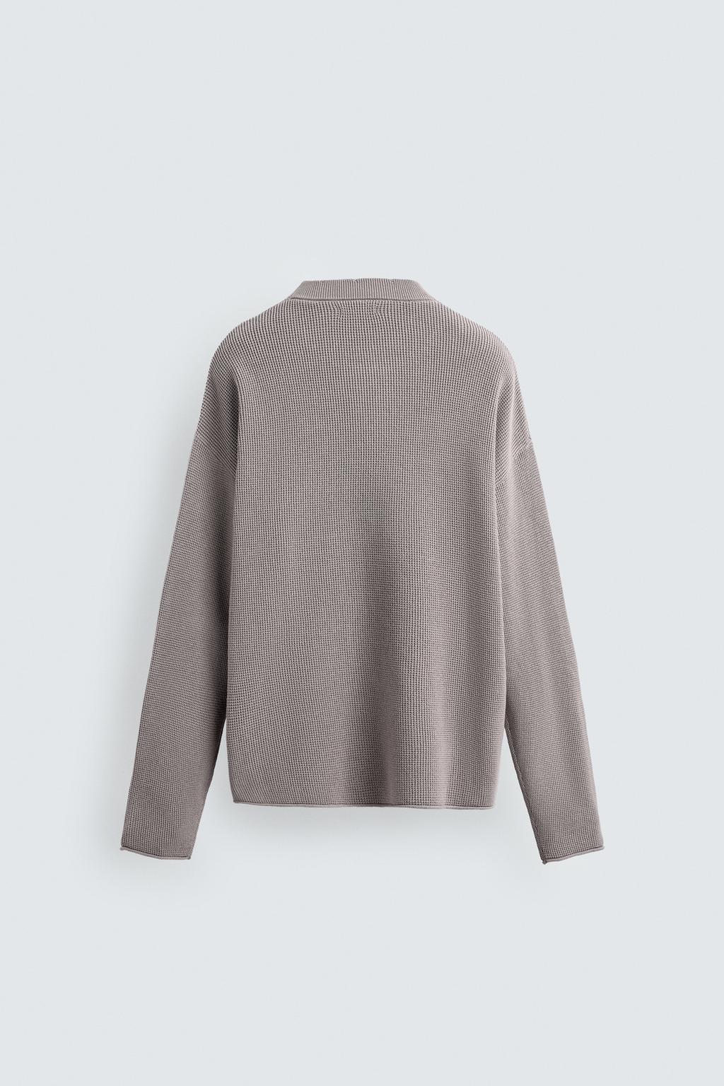 WAFFLE-KNIT TEXTURED SWEATER