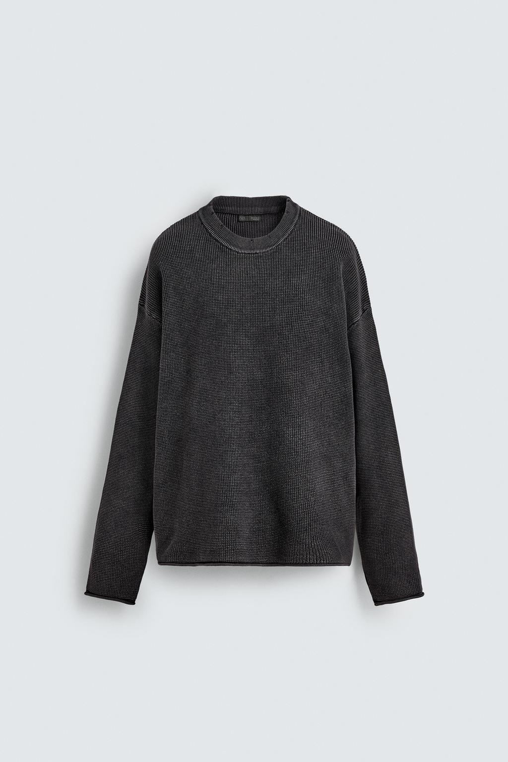 WAFFLE-KNIT TEXTURED SWEATER