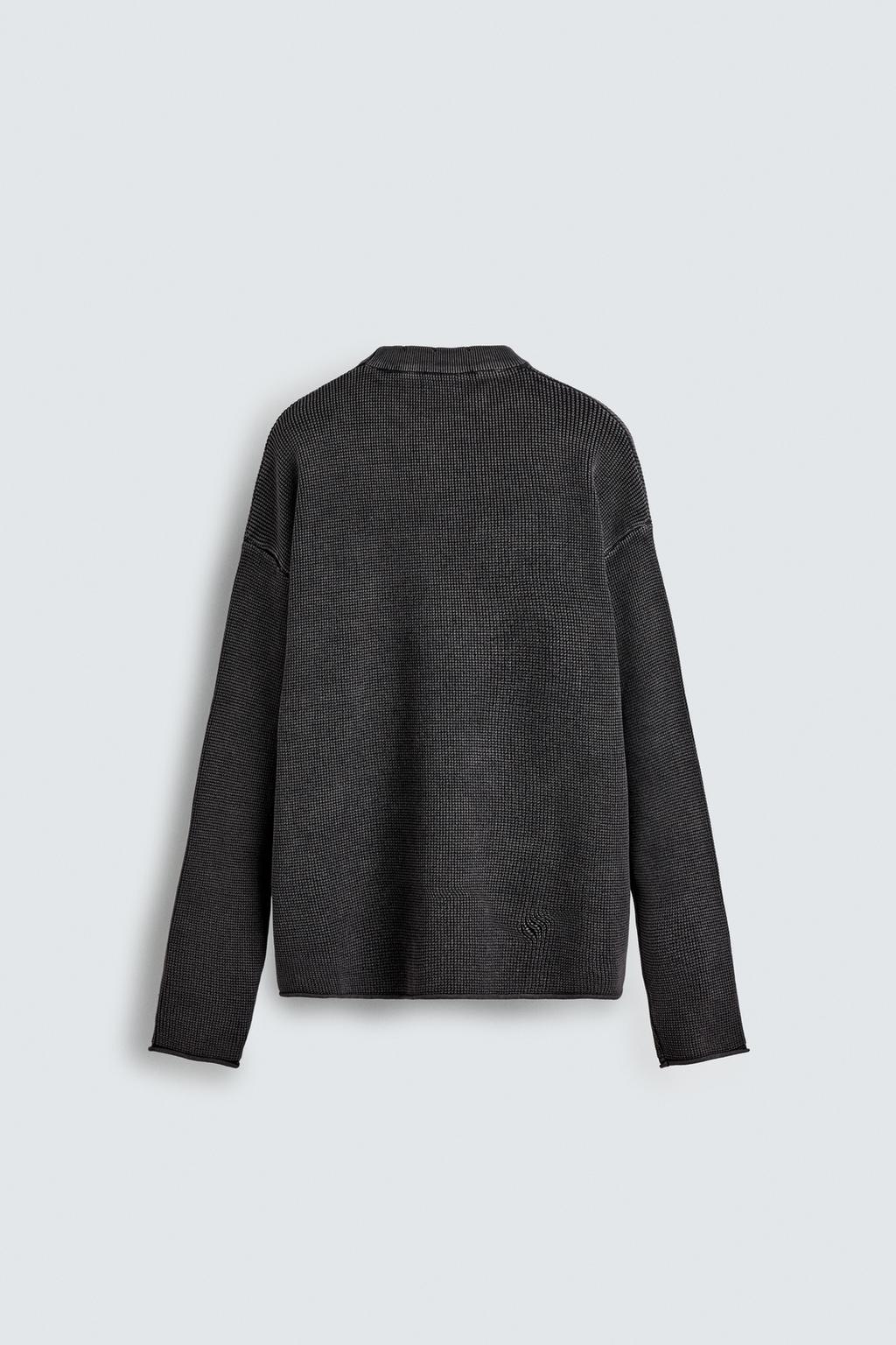 WAFFLE-KNIT TEXTURED SWEATER