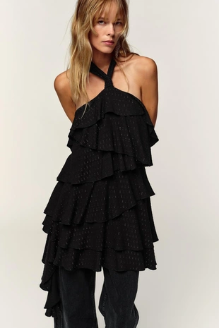 Платье-халтер с металлизированной нитью- Заказать в России