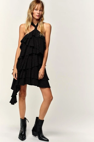 Платье-халтер с металлизированной нитью- Заказать в России