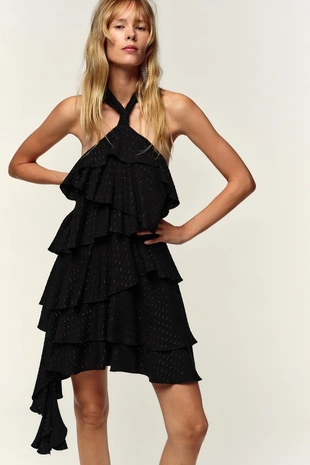 Платье-халтер с металлизированной нитью- Заказать в России