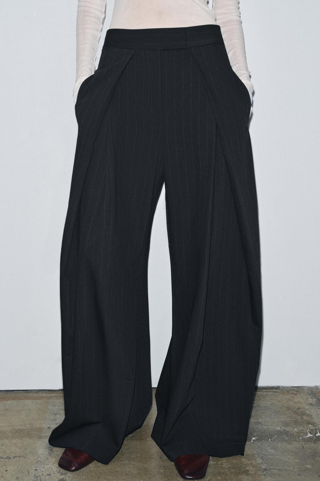 БРЮКИ В ПОЛОСКУ С ЗАЩИПАМИ — ZW COLLECTION