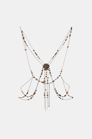 Металлическая боди-чейн с бусинами- Заказать в России