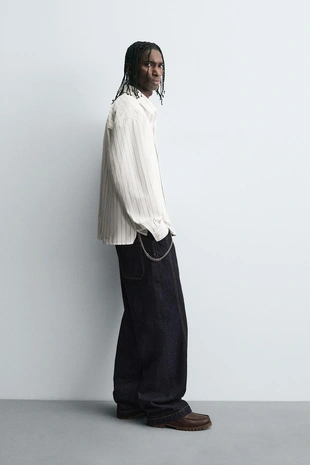 Рубашка в полоску с карманом- Заказать в России