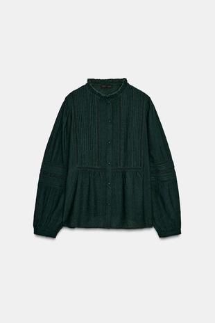 Рубашка в романтическом стиле с кружевом- Заказать в России